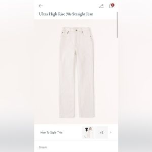 Abercrombie Ultra High Rise 90’s Straight Jeans, Cream